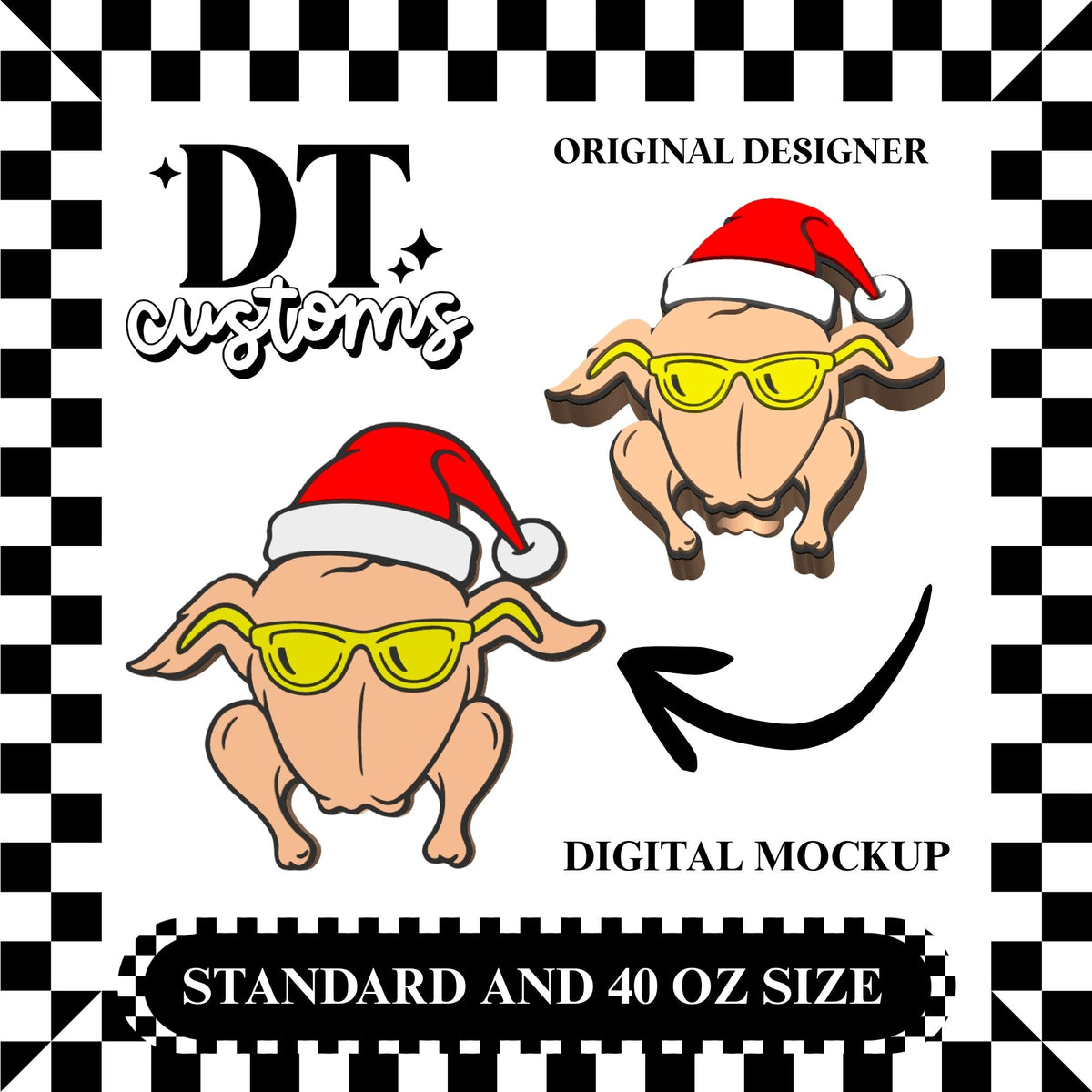 Wholesale Santa Friends Turkey 3D Straw Topper Designed By DT Customs