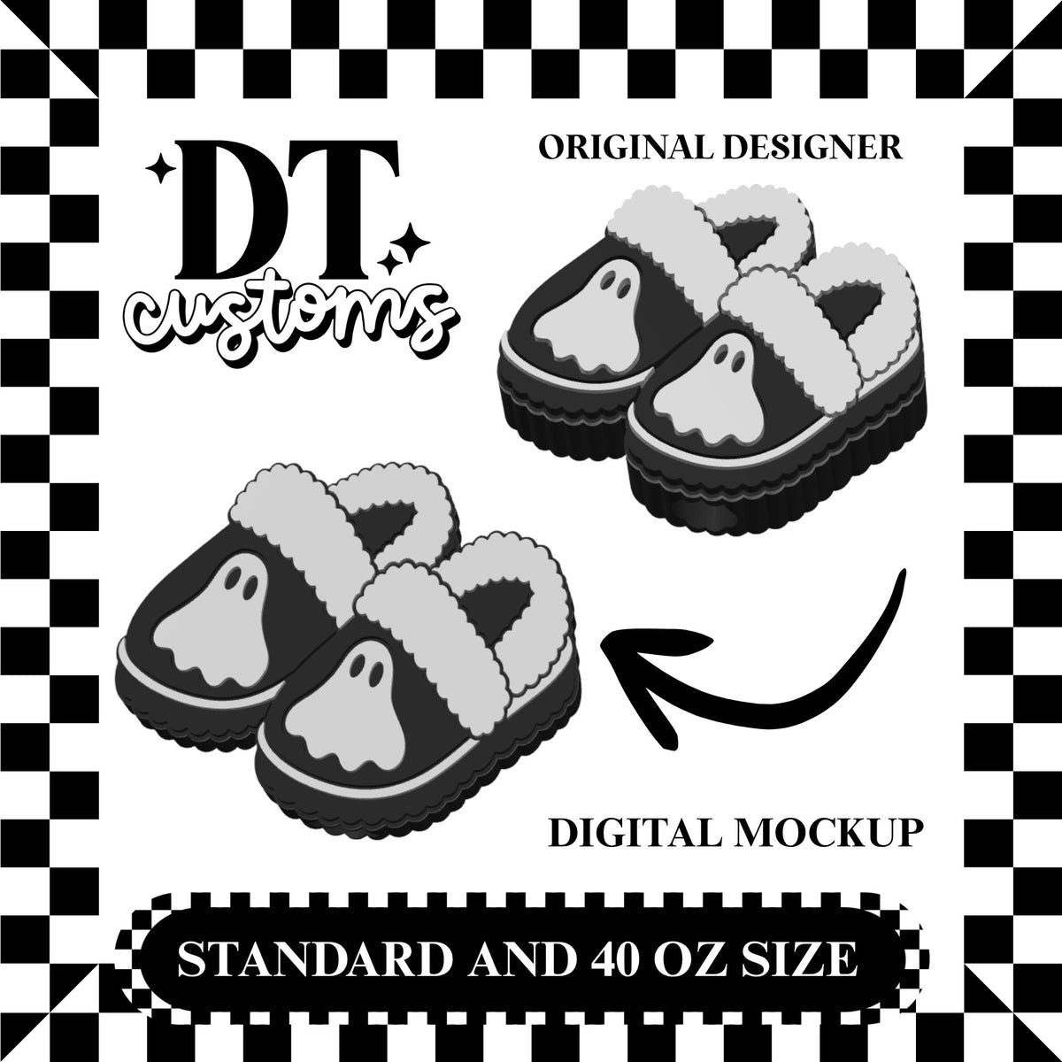 Wholesale Single Ghostie Slippers 3D Straw Topper Designed By DT Customs