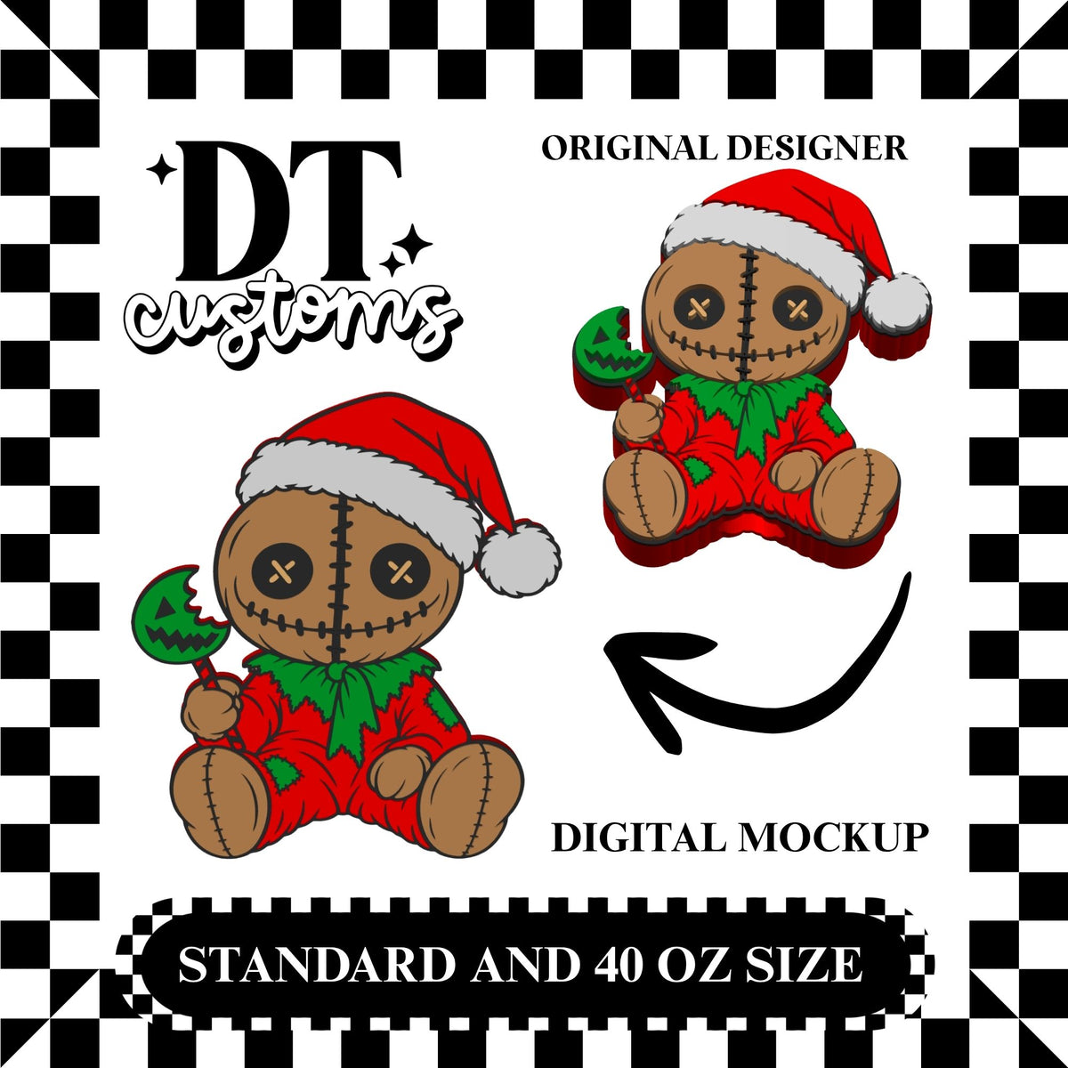 Wholesale Santa Sam 3D Straw Topper Designed By DT Customs