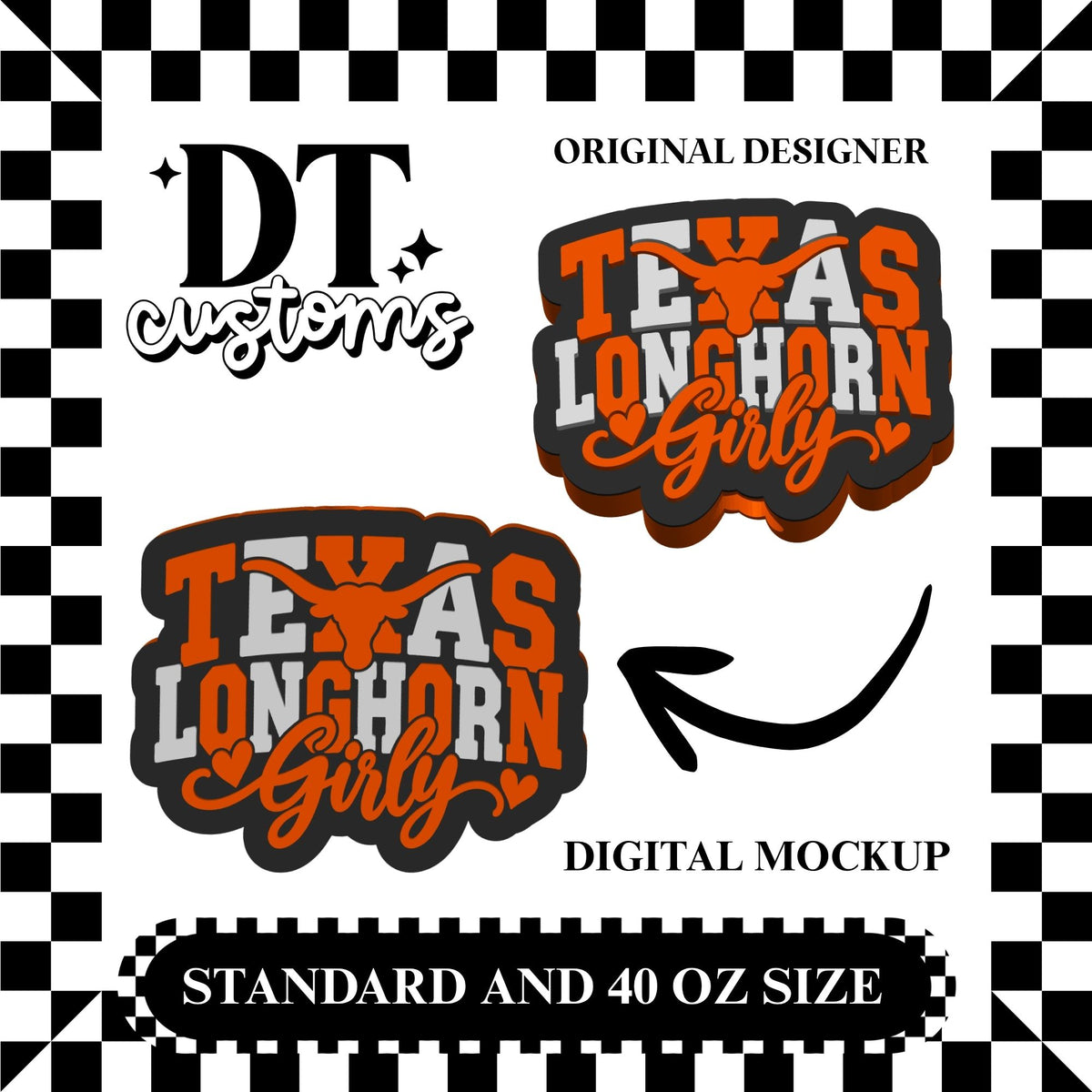 Wholesale Texas Girly 3D Straw Topper Designed By DT Customs