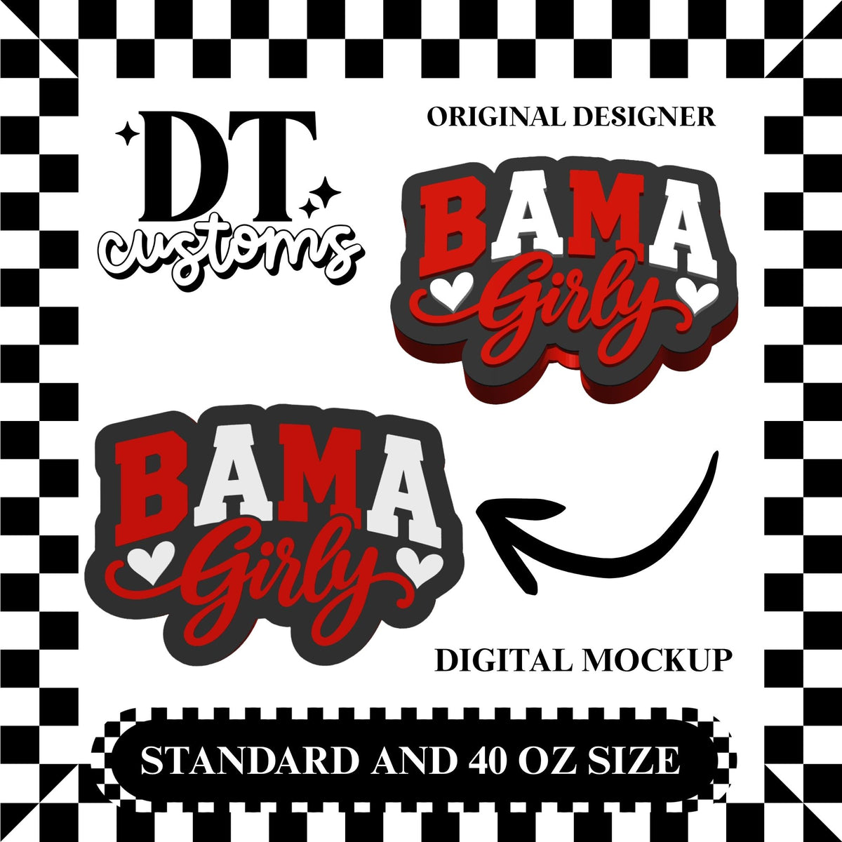 Wholesale Bam Girly 3D Straw Topper Designed By DT Customs