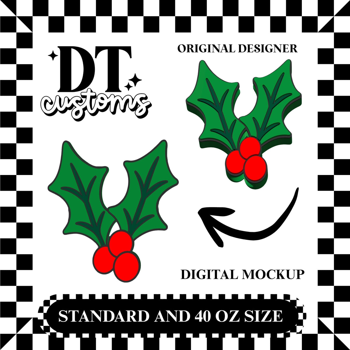 Wholesale Mistletoe 3D Straw Topper Designed By DT Customs