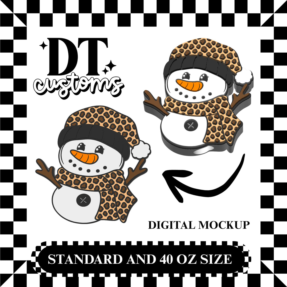Wholesale Leopard Snowman 3D Straw Topper