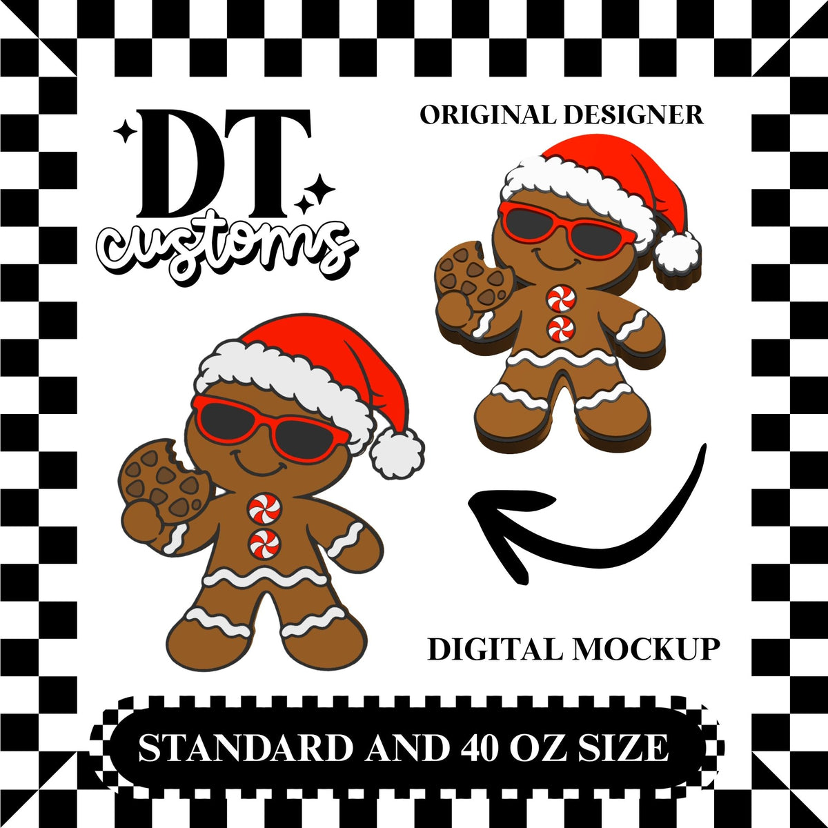 Wholesale Cookie Gingerbread 3D Straw Topper Designed By DT Customs