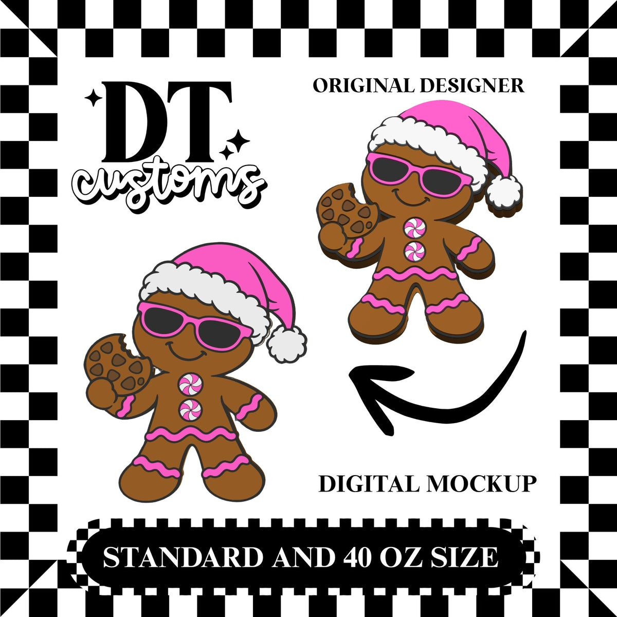 Wholesale Pink Cookie Gingerbread 3D Straw Topper Designed By DT Customs
