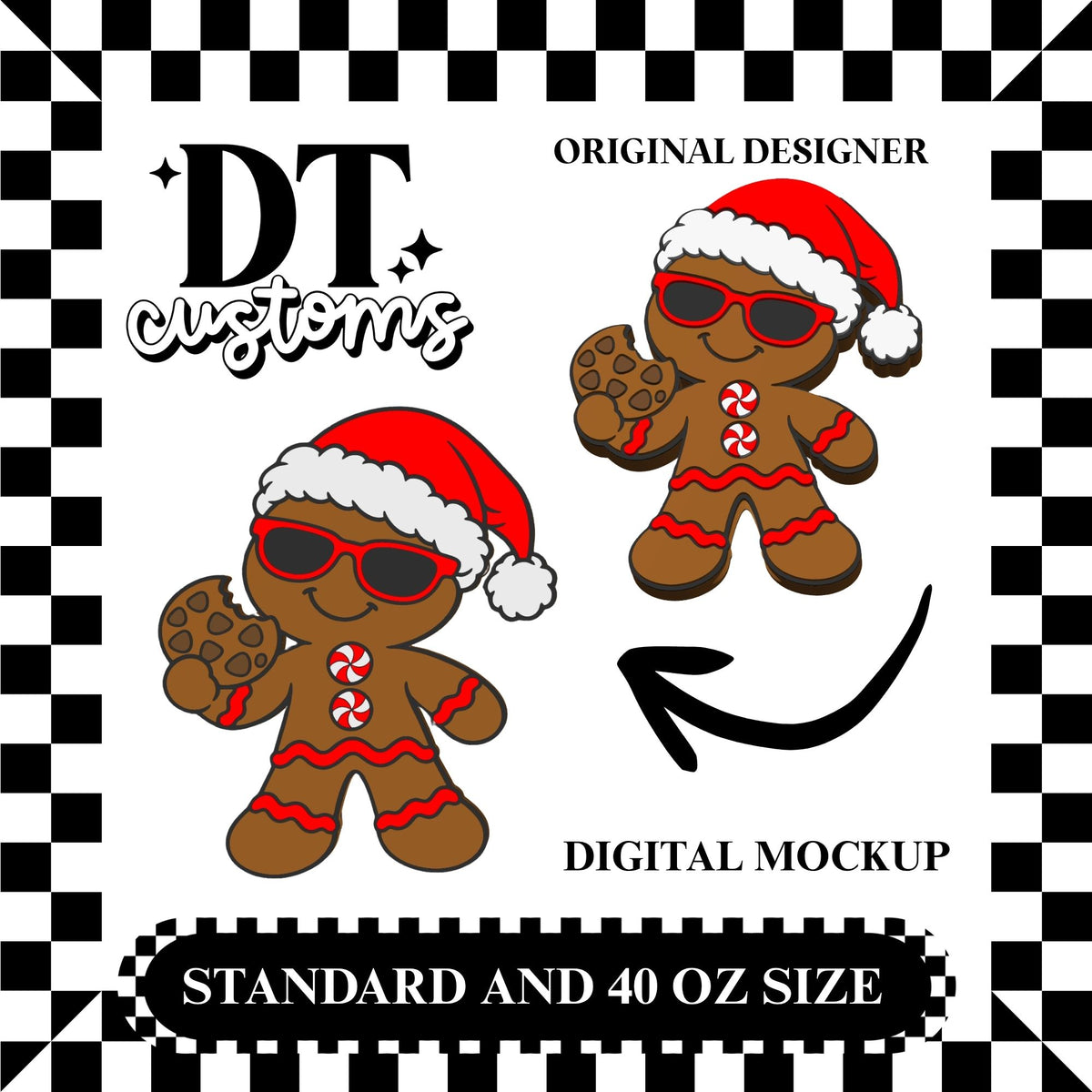 Wholesale Red Stripe Cookie Gingerbread 3D Straw Topper Designed By DT Customs