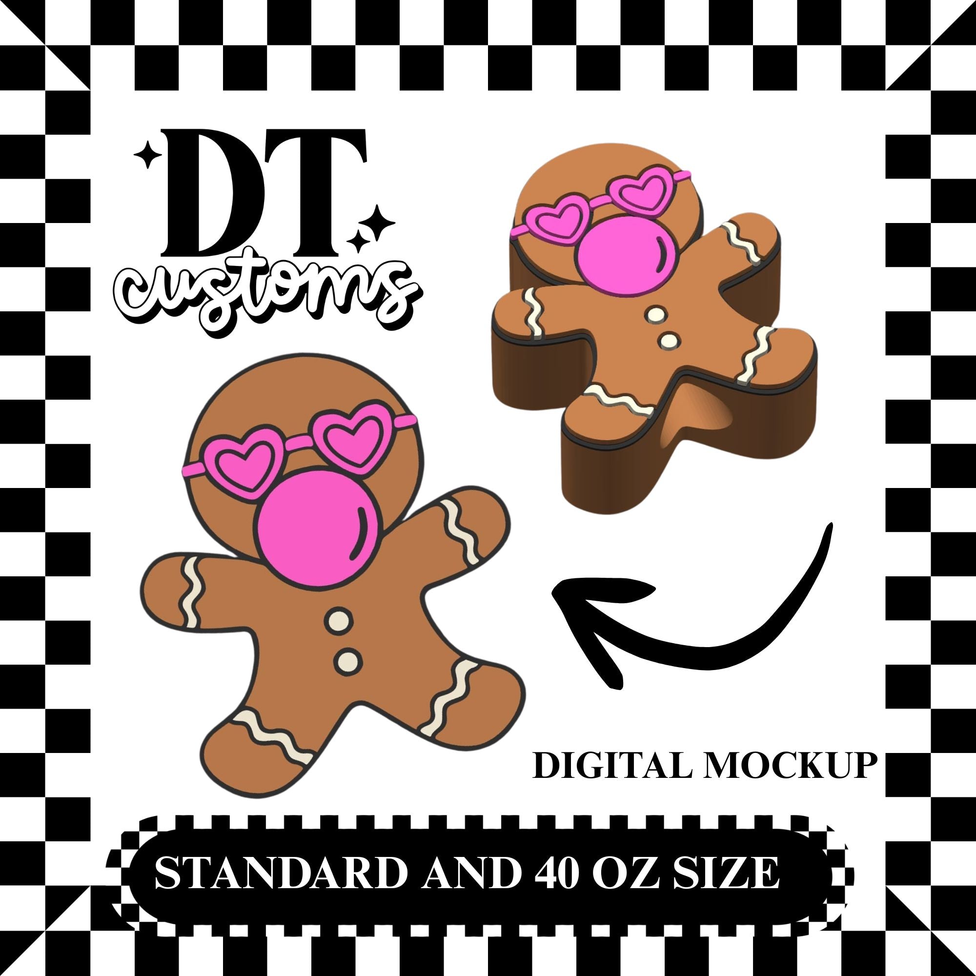 Wholesale Bubblegum Gingerbread 3D Straw Topper